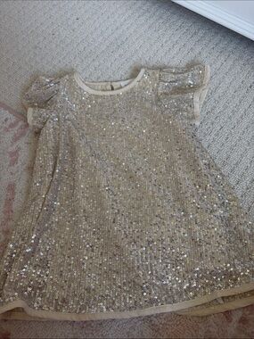 Sequin Short Sleeve Party Dress for Girls - Gold